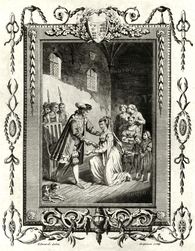 'Lady Elizabeth Grey petitioning Edward IV To restore her lands',-1461