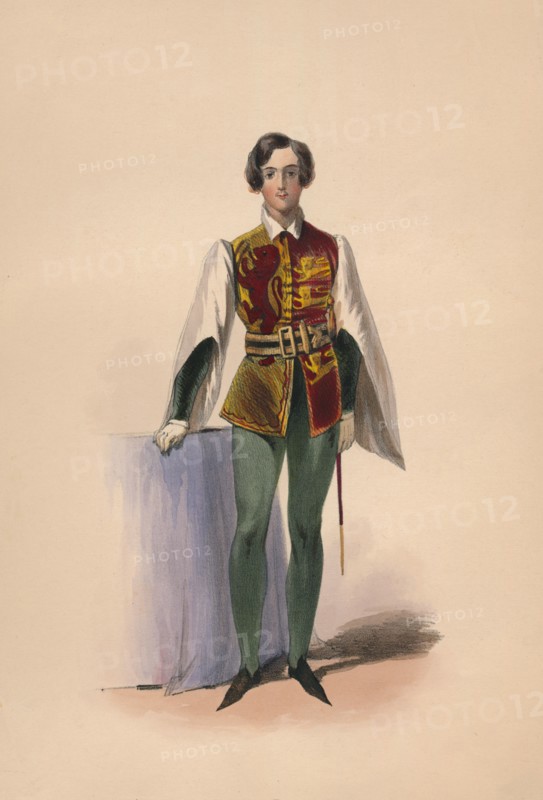Guest in costume for Queen Victoria's Bal Costumé, May 12 1842, (1843).  Creator: John Richard Coke Smyth.