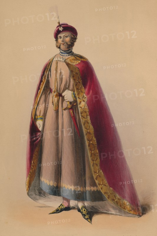 Guest in costume for Queen Victoria's Bal Costumé, May 12 1842, (1843).  Creator: John Richard Coke Smyth.