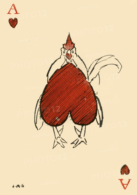 The corpulent Chanticleer, from the ace of hearts', 1910. Creator: James Affieck Shepherd.