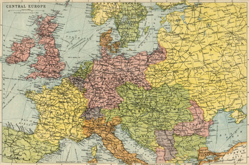 Map of Central Europe, c1914.  Creator: John Bartholomew & Son.