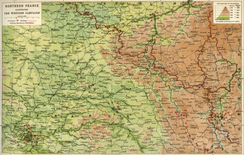 'Northern France Illustrating the Western Campaign', 1914, (c1920).  Creator: John Bartholomew & Son.
