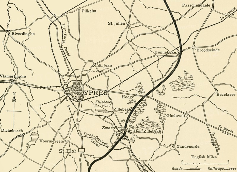 German positions near Ypres, Flanders, First World War, 1915, (c1920). Creator: Unknown.