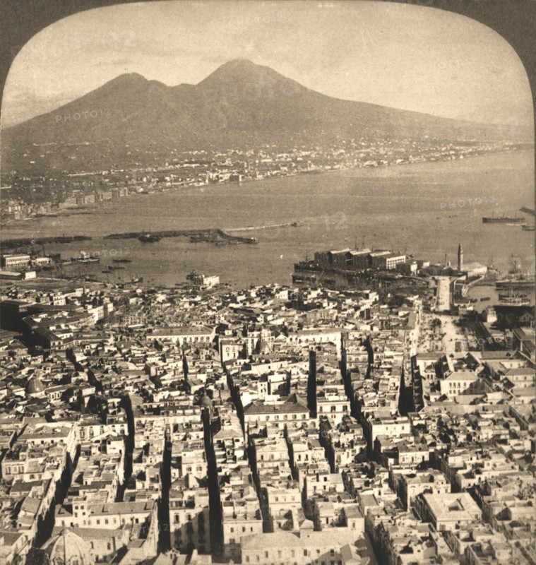 'Naples ,The Bay and Vesuvius, Italy', 1897.  Creator: Works and Sun Sculpture Studios.