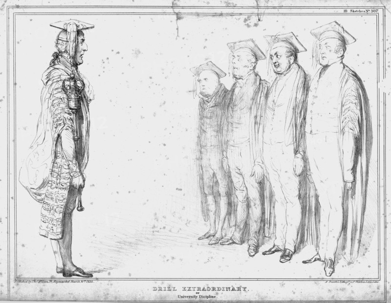 'Drill Extraordinary, or University Dicipline', 1834. Creator: John Doyle.
