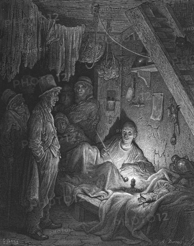 'Opium Smoking - The Lascar's Room in 'Edwin Drood'', 1872. Creator: Gustave Doré.
