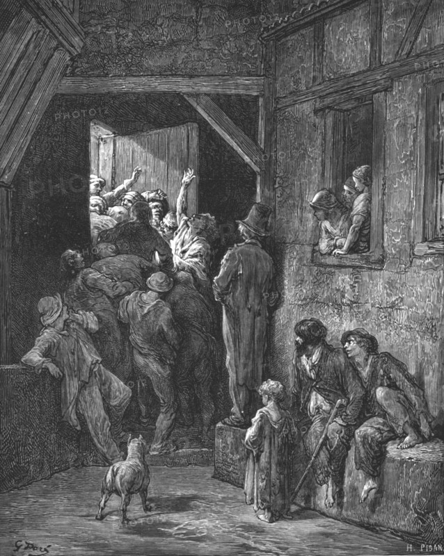 'Turn Him Out ! - Ratcliff', 1872.  Creator: Gustave Doré.
