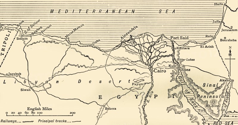 'Map illustrating the Campaigns in Egypt from February, 1915, to May, 1916', .  Creator: Unknown.