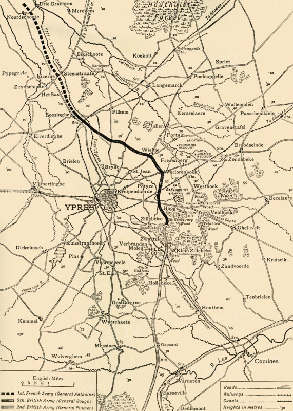 Map of Ypres, West Flanders, Belgium, First World War, (c1920). Creator: Unknown.