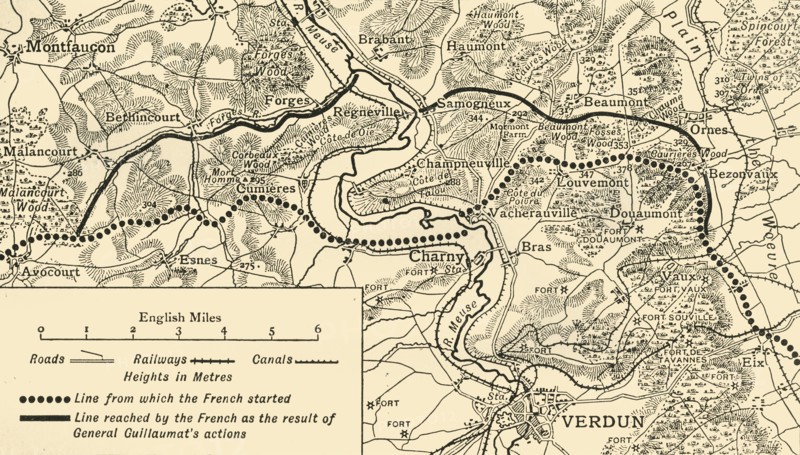 'Map illustrating the Operations at Verdun', First World War, August-November, 1917, (c1920). Creator: Unknown.