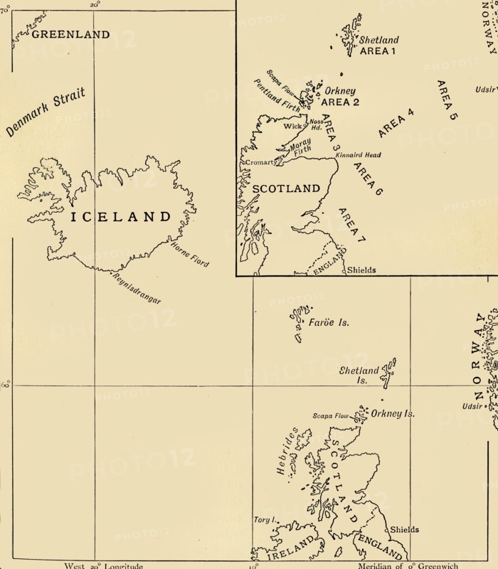 'Map showing the Scope of the Operations of the 10th Cruiser Squadron'...1916, (c1920). Creator: Unknown.
