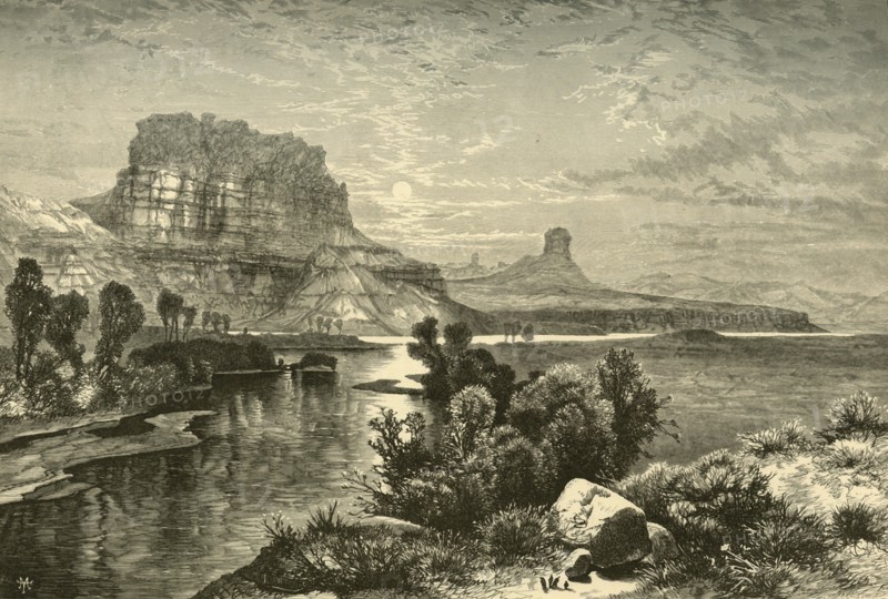 'Cliffs of Green River', 1874.  Creator: W. Roberts.
