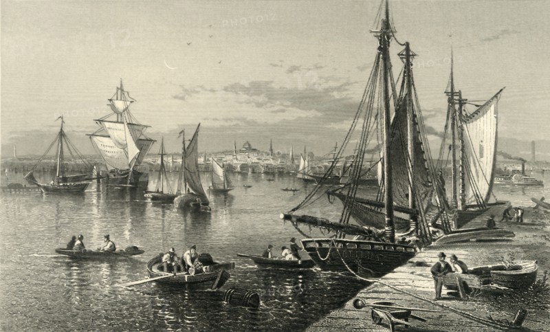 'City of Boston, (from South Boston)', 1874.  Creator: Edward Paxman Brandard.
