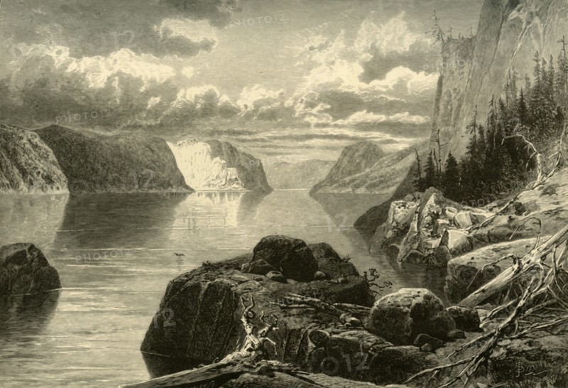 'Point Noir, Trinity Rock, and Cape Eternity, Saguenay River', c1870. Creator: Frederick William Quartley.