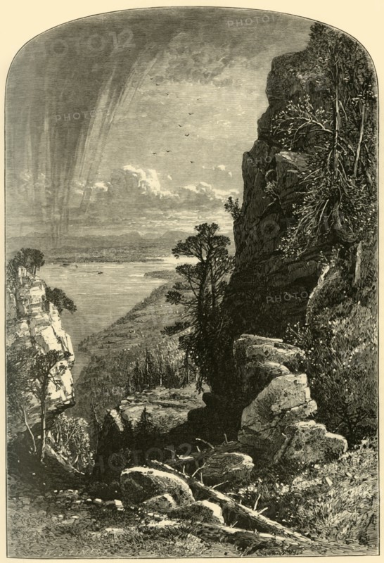 'Lake Memphremagog, South from Owl's Head', 1874.  Creators: John Douglas Woodward, W. J. Linton.