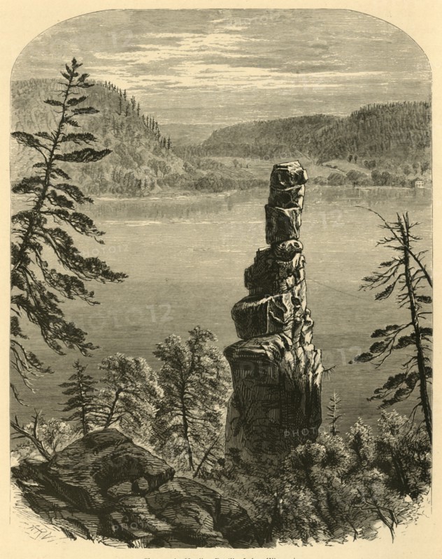 'Cleopatra's Needle, Devil's Lake, Wisconsin', 1874. Creator: Alfred Waud.