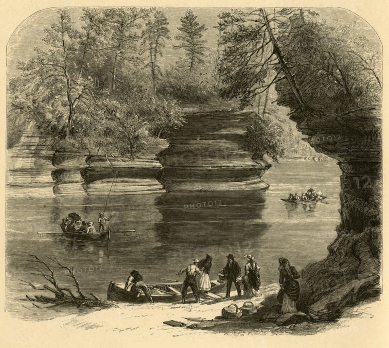 'Steamboat Rock, Wisconsin River', 1874.  Creator: Alfred Waud.