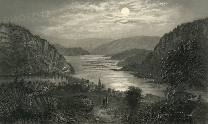 'Harper's Ferry by Moonlight', 1872. Creator: Robert Hinshelwood.