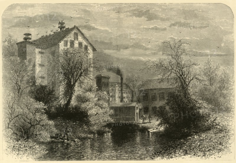 'Mills on Blackstone River', 1872.  Creator: William Hamilton Gibson.