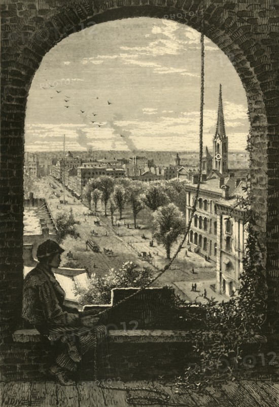 'Superior Street, Cleveland, from Presbyterian Church', 1872. Creator: John Karst.