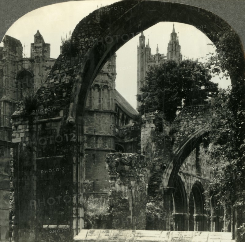 'The Central Tower of Canterbury Cathedral seen through Arch of the Ruins, Canterbury, England', c19 Creator: Unknown.