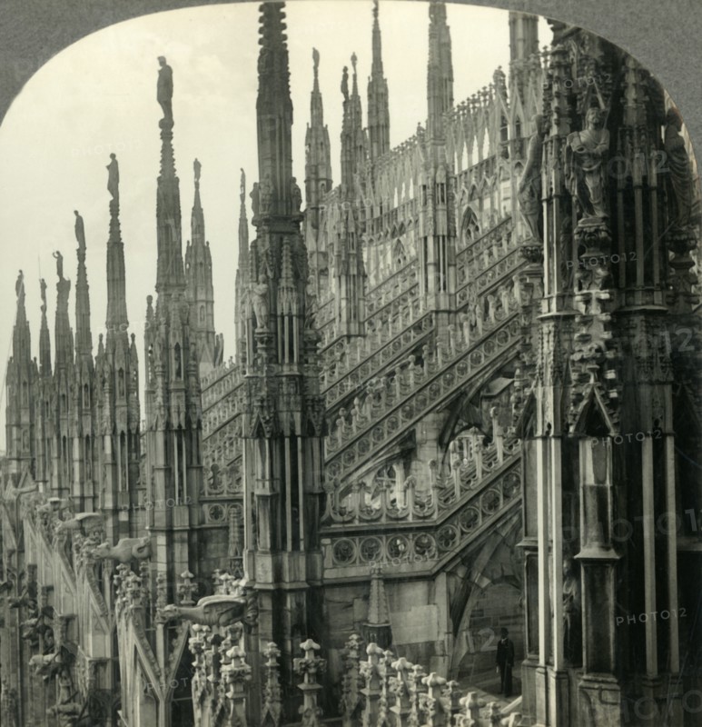 'The Cathedral of Milan, Italy - Up among Its Myriad Spires', c1930s. Creator: Unknown.