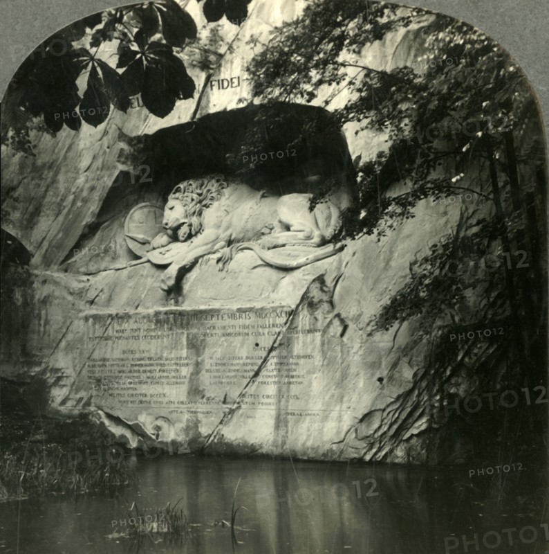 'The Lion of Lucerne, a Memorial Statue in Living Stone, Switzerland', c1930s. Creator: Unknown.