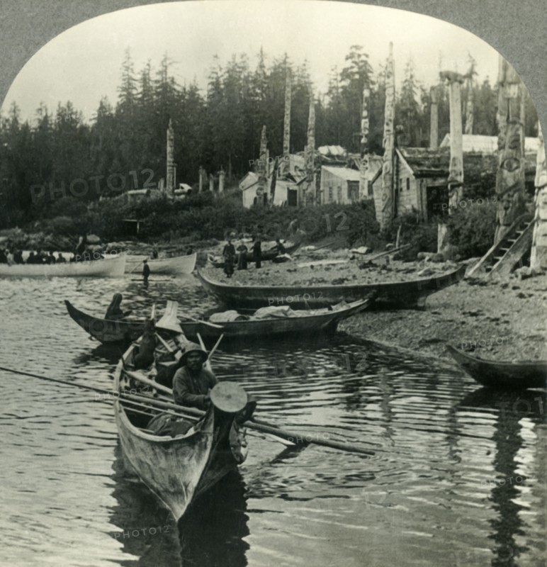 'In the Land of the Totem Poles - The Indian Village of Kassan, Alaska', c1930s. Creator: Unknown.