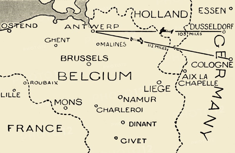 'The Route of the Airmen Who Raided Dusseldorf and Cologne', 1915. Creator: Unknown.