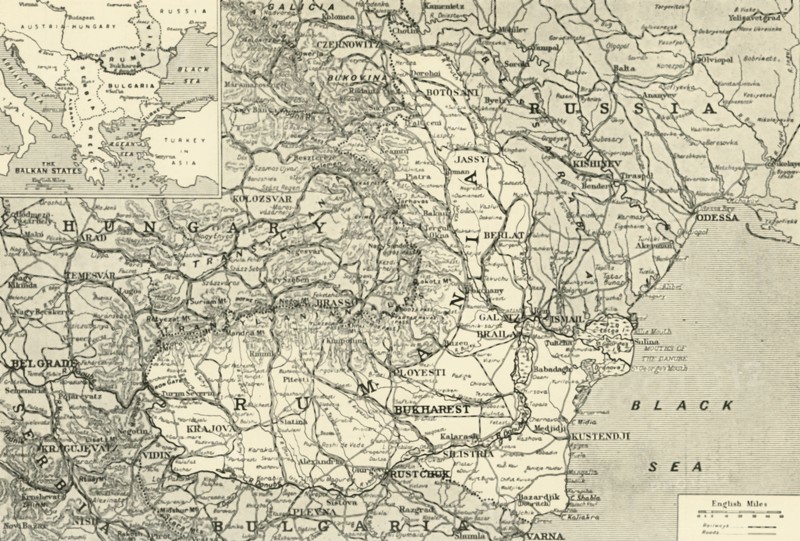 'Map Indicating the Area of the Rumanian Campaign', 1917. Creator: Unknown.
