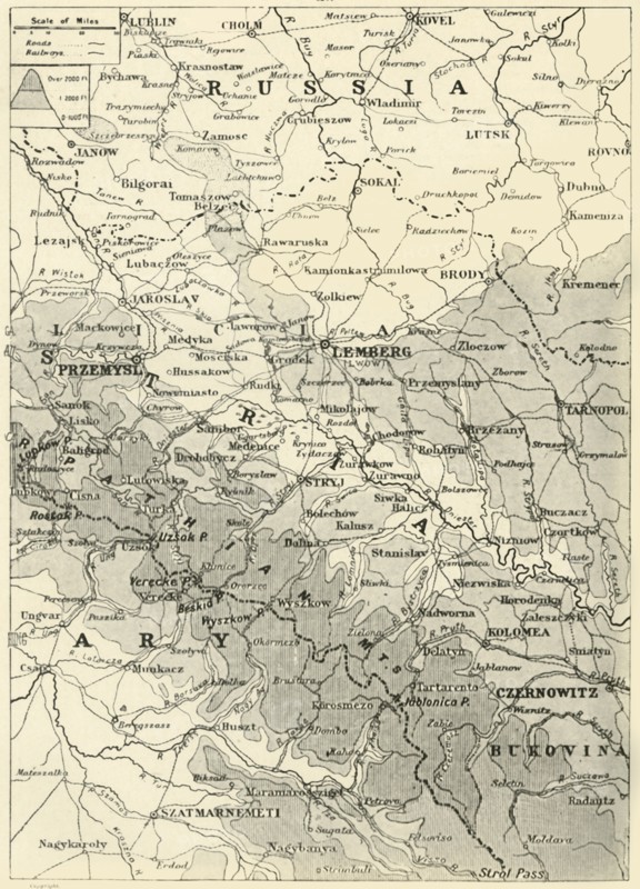 'Map Illustrating the Russian Retreat from Galicia in the Summer of 1915', 1916. Creator: Unknown.