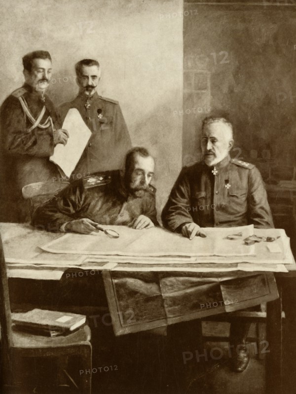 'The Emperor of Russia with the Grand Duke Nicholas at the Front', 1916. Creator: Unknown.