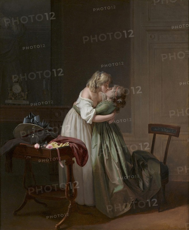Two Young Women Kissing (Deux jeunes femmes s'embrassant), ca 1790-1794. Creator: Boilly, Louis-Léopold (1761-1845).
