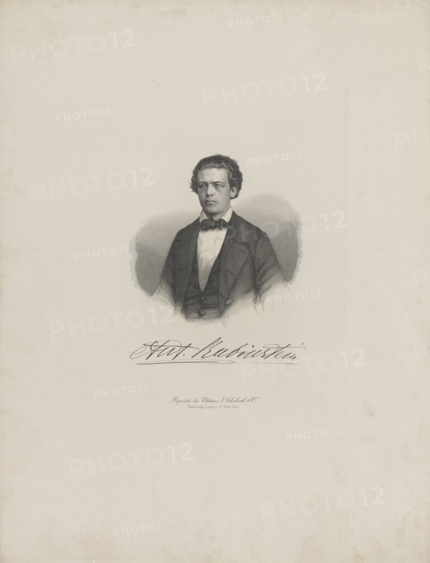 Portrait of the composer Anton Rubinstein (1829-1894), c. 1850. Creator: Anonymous.