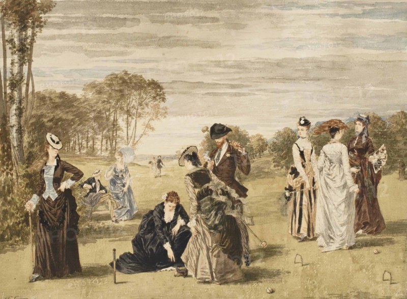 The croquet game, 1874. Creator: Gavarni, Pierre (1846-1932).