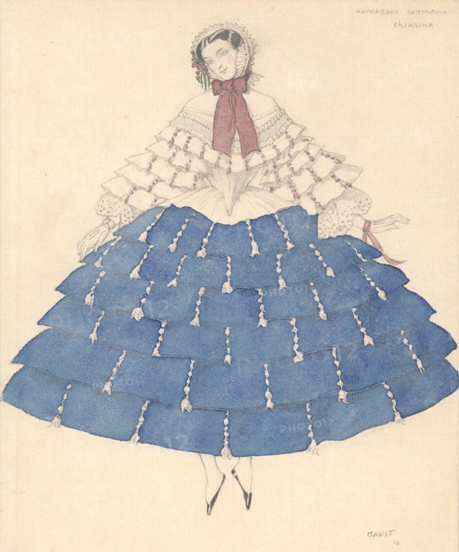Costume design for the ballet Carnaval by R. Schumann, 1910. Creator: Bakst, Léon (1866-1924).