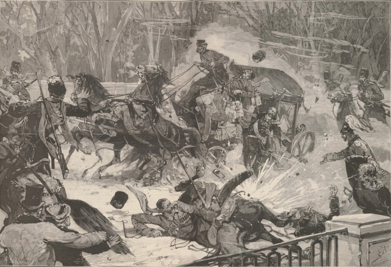 The Assassination of Alexander II on 13 March 1881. From "Le Monde Illustré", 1881. Creator: De Haenen, Frédéric (1853-1928).