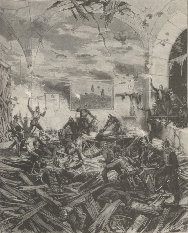 The Winter Palace after the explosion, evening of February 17, 1880.  Creator: De Haenen, Frédéric (1853-1928).