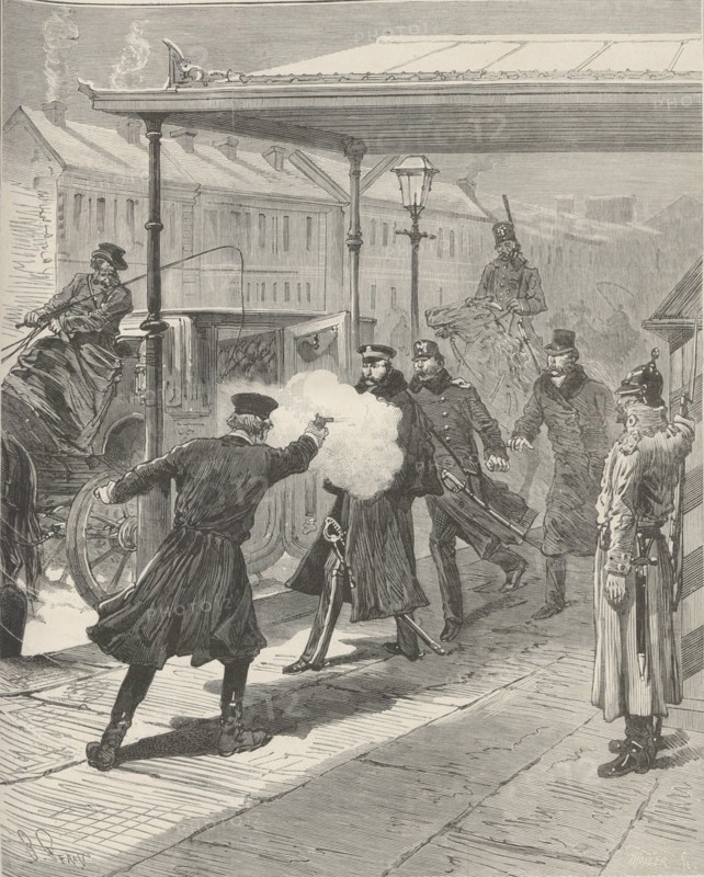 The Assassination of Count Mikhail Loris-Melikov. From "Le Monde Illustré", 1880. Creator: Férat, Jules-Descartes (1829-1906).