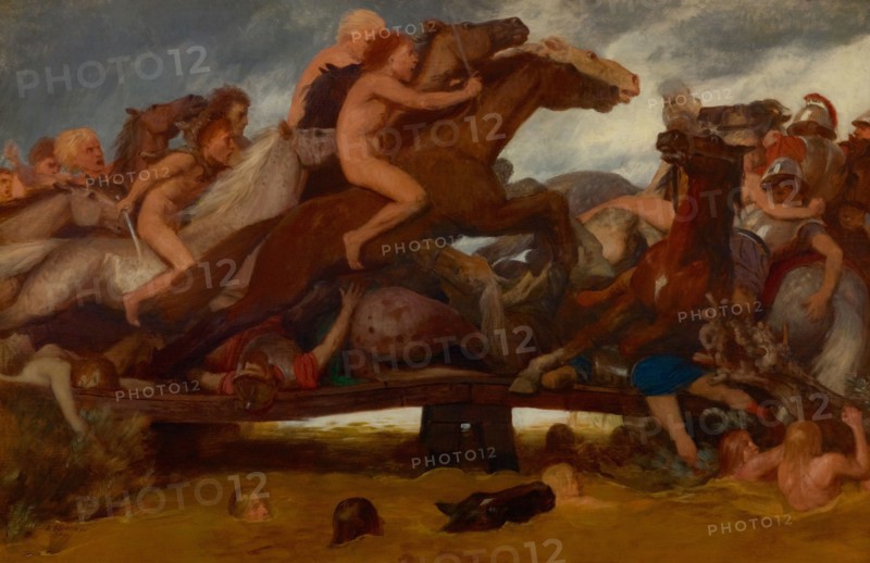 The battle on the bridge, 1889. Creator: Böcklin, Arnold (1827-1901).