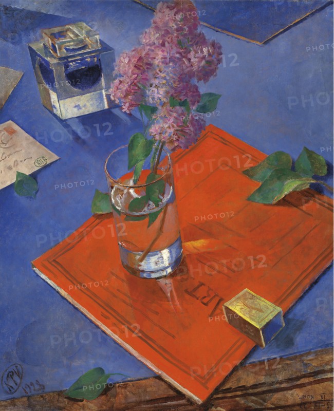 Still life with lilac , 1928. Creator: Petrov-Vodkin, Kuzma Sergeyevich (1878-1939).