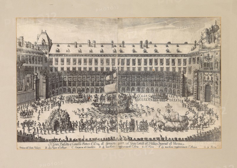 Equestrian ballet in the courtyard of the Vienna Hofburg ..., 1667. Creator: Anonymous.