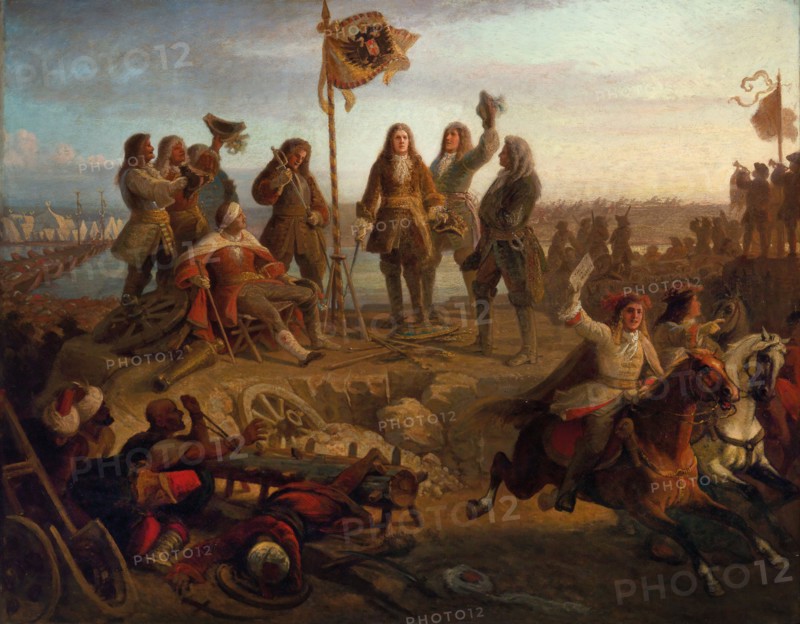 Prince Eugene sends a messenger to the Emperor, informing him of his victory ?, ca 1860. Creator: Engerth, Eduard von (1818-1897).