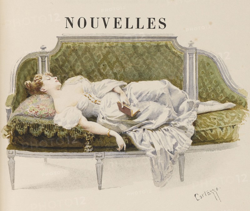 Half-title for Nouvelles by Alfred de Musset , 1887. Creator: Cortazzo, Oreste (1836-1912).