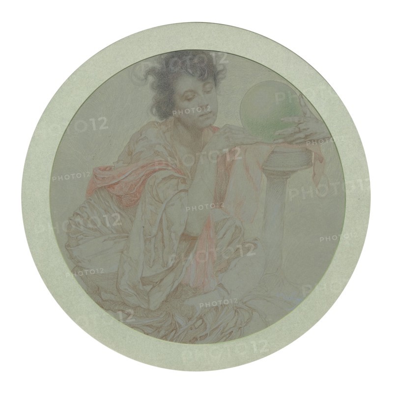 Fortune Teller with Crystal Ball. Creator: Mucha, Alfons Marie (1860-1939).