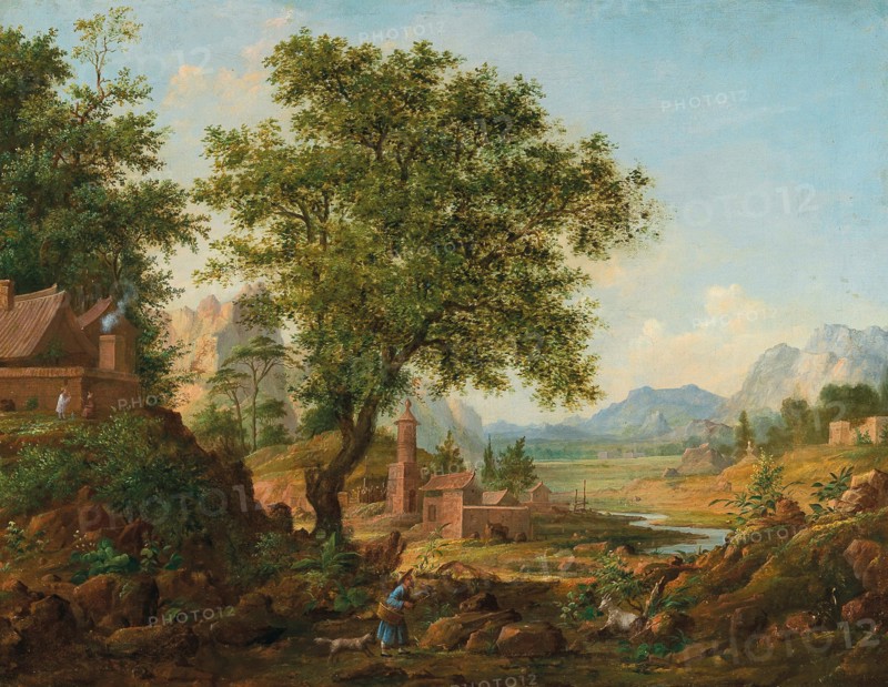 Chinese landscape with staffage, 1830-1840s. Creator: Legashov, Anton Mikhaylovich (1798-1865).