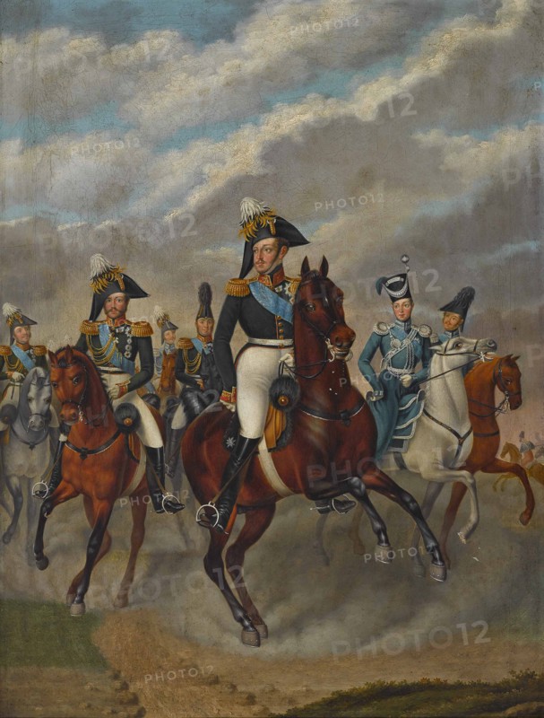 Tsar Nicholas I of Russia with Tsarevich Alexander and his Retinue. Creator: Krüger, Franz (1797-1857).