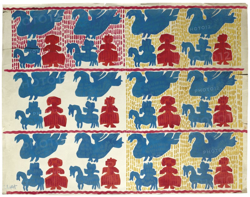 Textile design, Early 20th cen.. Creator: Bakst, Léon (1866-1924).