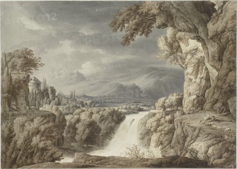 Heroic landscape with waterfall, c. 1790. Creator: Kobell, Franz Innocenz Josef (1749-1822).