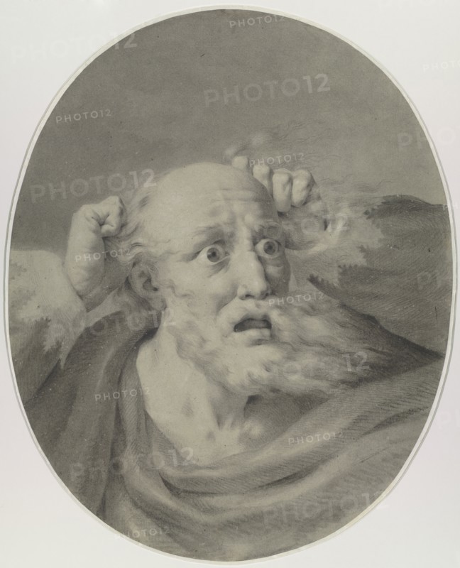 Old man with beard, scuffling his hair. Creator: Rehberg, Friedrich (1758-1835).